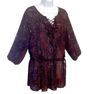 Ban Jara Sheer Paisley Tunic Peasant Pirate  Sz M